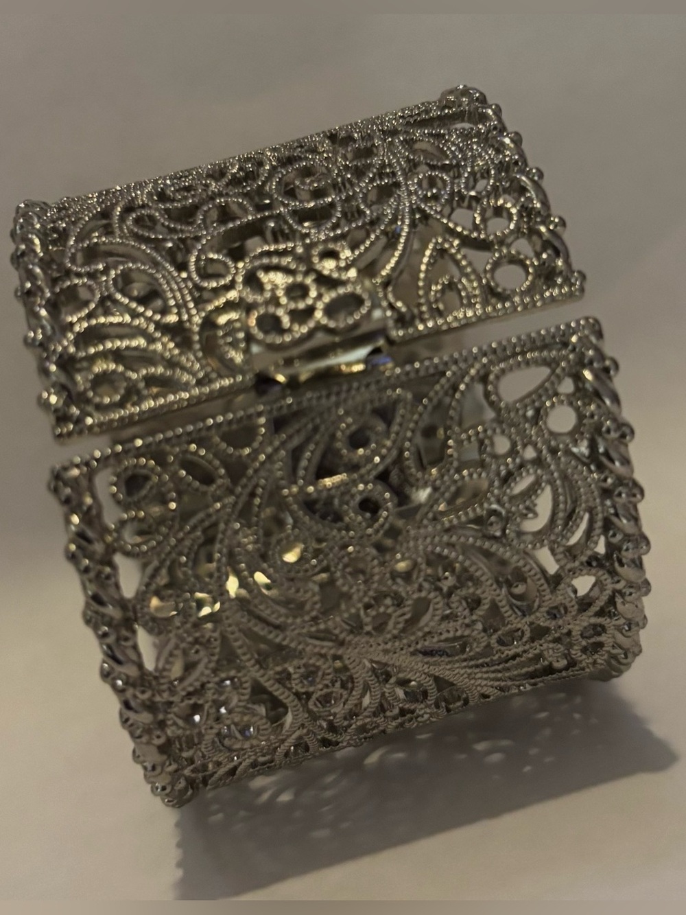 Vintage Silver Filigree Wide Cuff Bracelet